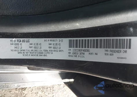 2015 Chrysler 200 Limited from USA, damaged, VIN 1C3CCCAB3FN682961